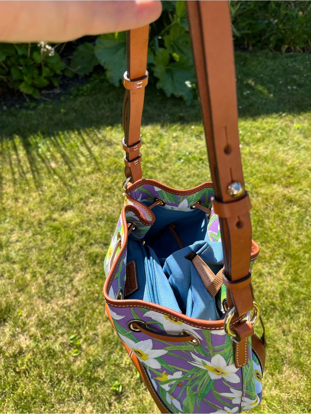 Dooney & Bourke Purple Daffodil Drawstring Bucket Bag - Picture 12 of 15